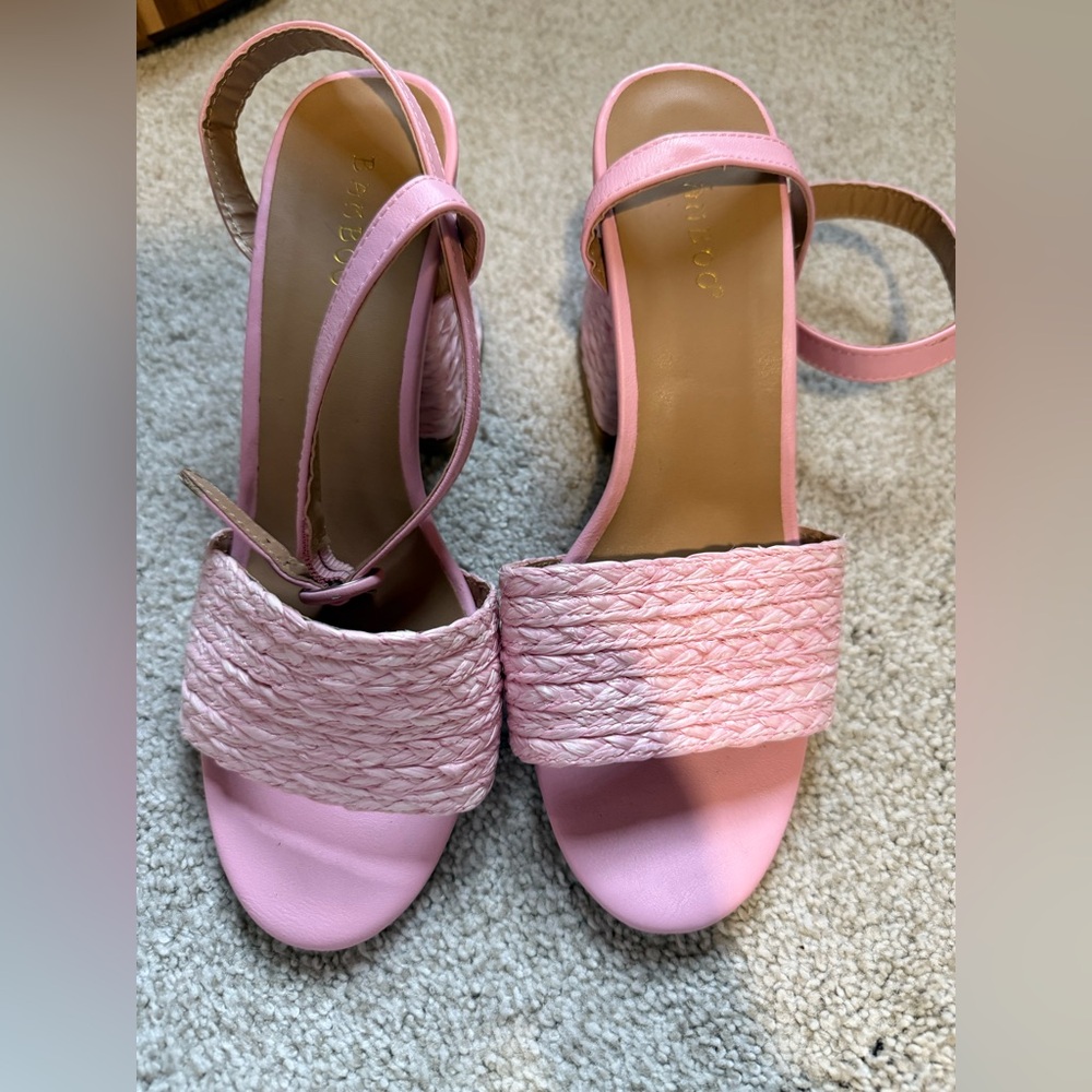 BAMBOO Pink Woven Strap Sandals